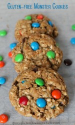 Gluten-free Monster Cookies - Peanut Butter Oatmeal Chocolate Chip M&M cookies! A favorite!