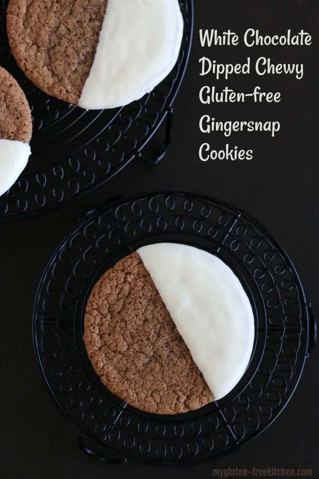White Chocolate Dipped Chewy Gluten-free Gingersnap Cookies Recipe