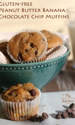 Peanut Butter Banana Chocolate Chip Muffins {Gluten-free}