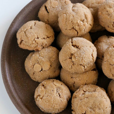 Plate with stack of Best Gluten-free Peanut Butter Cookies