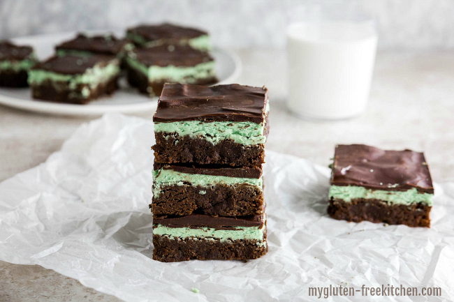 Gluten-free Mint Brownies and milk