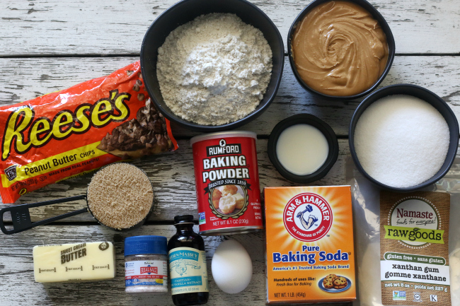 Ingredients for gluten-free peanut butter cookies