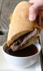 Gluten-free French Dip Sandwiches made in slow cooker #glutenfreerecipe #crockpot