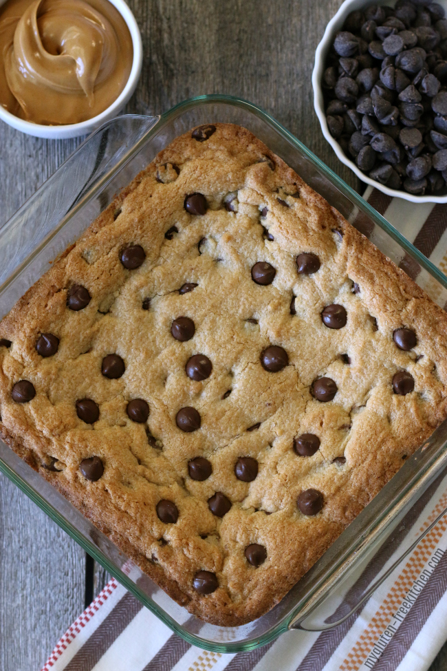 Gluten-free Peanut Butter Brownie with chocolate chips