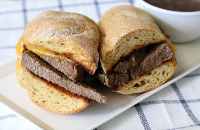 Gluten-free French Dip Sandwiches made in the crockpot 