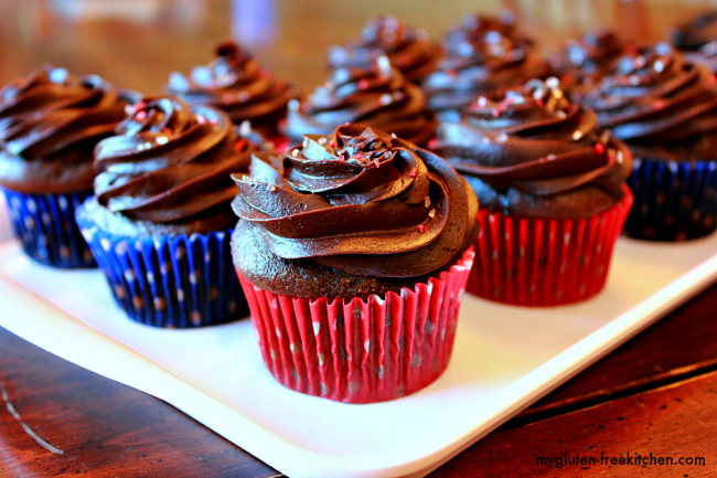 Gluten-free Chocolate Cupcakes with Fudge Frosting