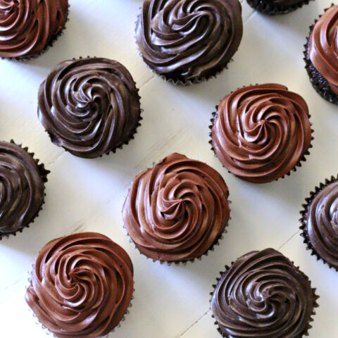 Gluten-free Chocolate Cupcakes with Fudge Frosting regular and dark chocolate