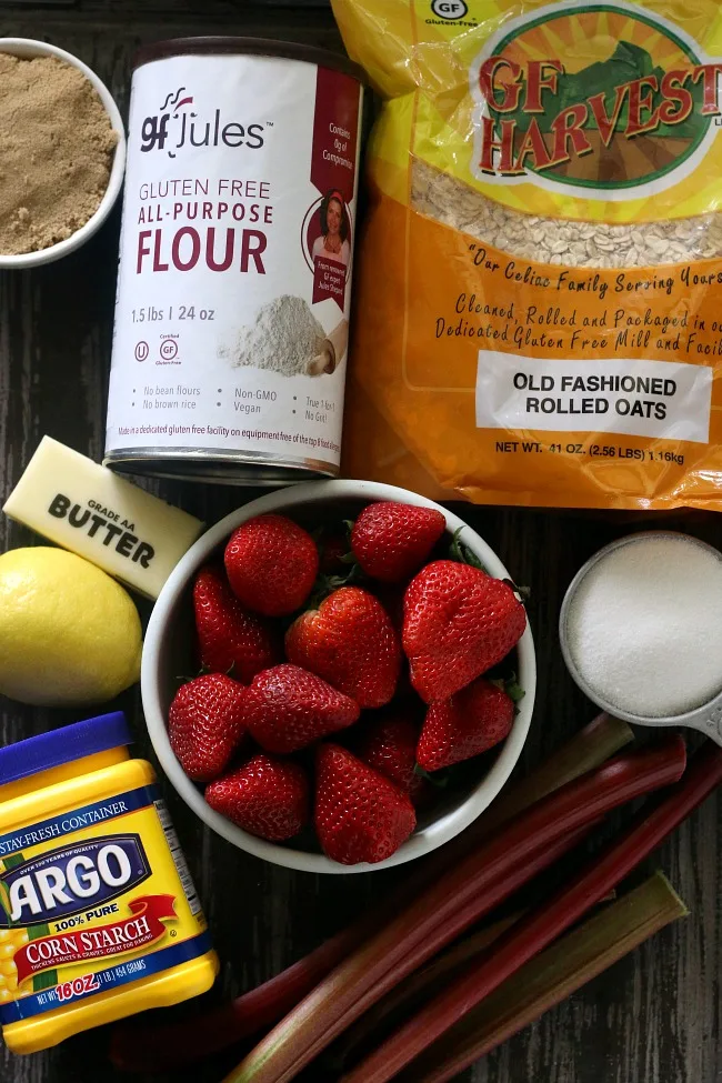 Ingredients for Gluten-free Strawberry Rhubarb Crisp