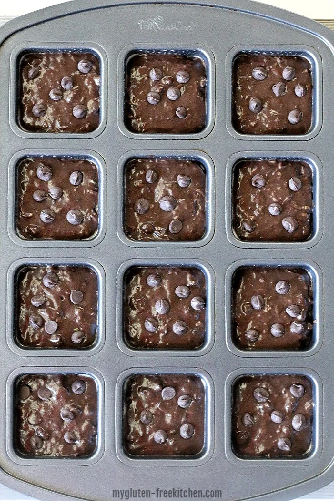 unbaked gluten-free zucchini brownies - batter in pan