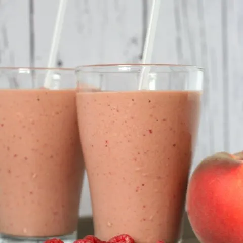Raspberry Peach Smoothie Recipe. Gluten-free!