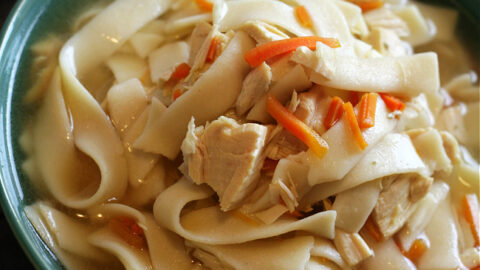 gluten-free Chicken Noodle Soup in a bowl