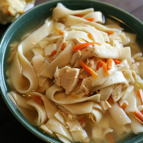 gluten-free Chicken Noodle Soup in a bowl