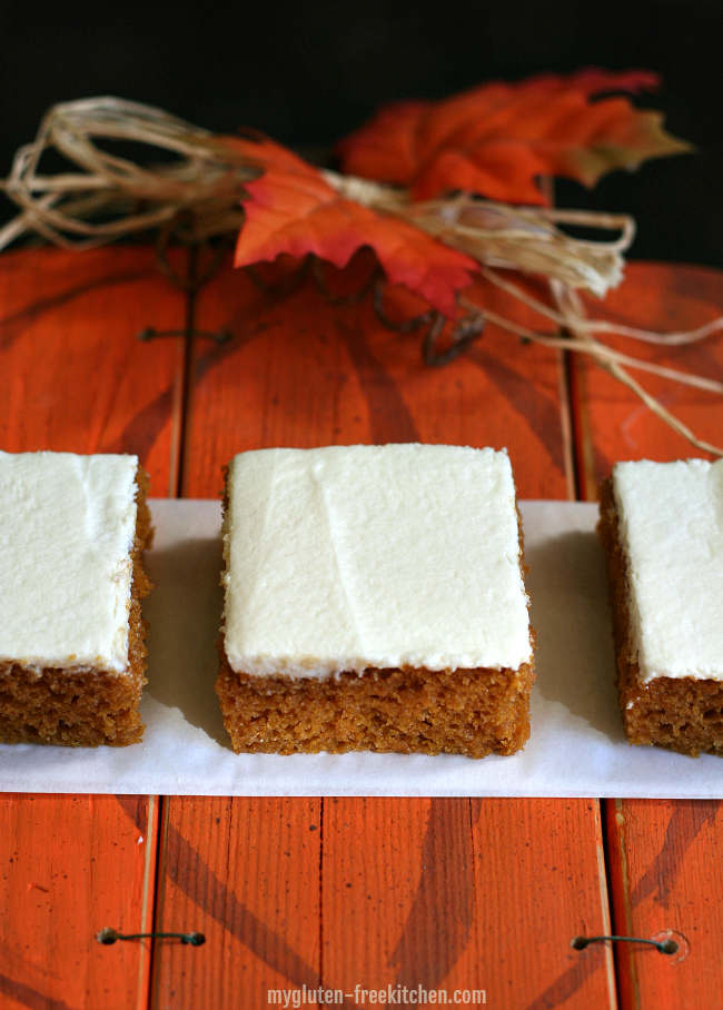 Glutenfree Pumpkin Bars with Cream Cheese Frosting