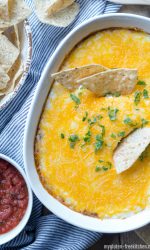 Gluten-free Cheesy Bean Dip Recipe. Yummy as appetizer or as a filling for burritos!