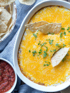 Gluten-free Cheesy Bean Dip Recipe. Yummy as appetizer or as a filling for burritos!