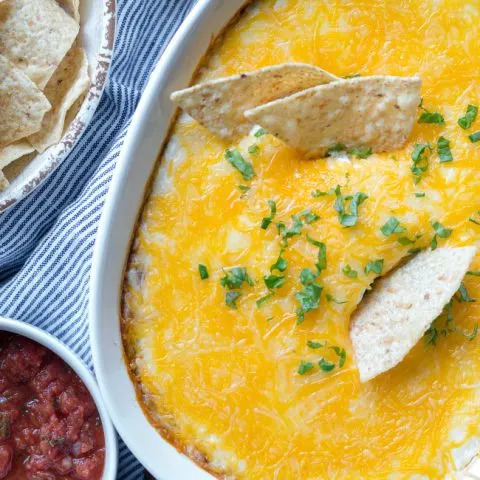 Gluten-free Cheesy Bean Dip Recipe. Yummy as appetizer or as a filling for burritos!