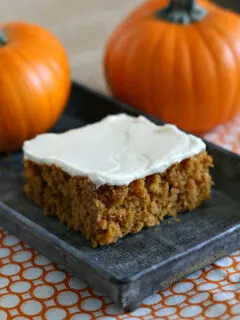 Gluten-free Pumpkin Bar Recipe. These spiced, cake-like bars are a perfect fall treat.