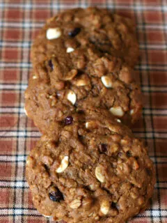 Gluten-free Pumpkin Oatmeal Cranberry White Chocolate Chip Cookies Recipe. These get more flavorful as the days go on even!