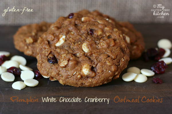 Gluten-free Pumpkin White Chocolate Cranberry Oatmeal Cookies