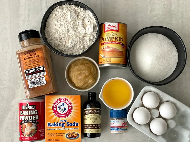 Ingredients for gluten-free pumpkin bars