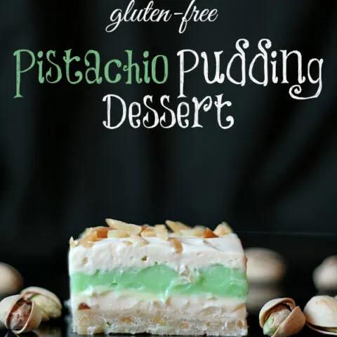 Gluten-free Pistachio Pudding Dessert - simple to make dessert! You can use other flavors of pudding in this too!