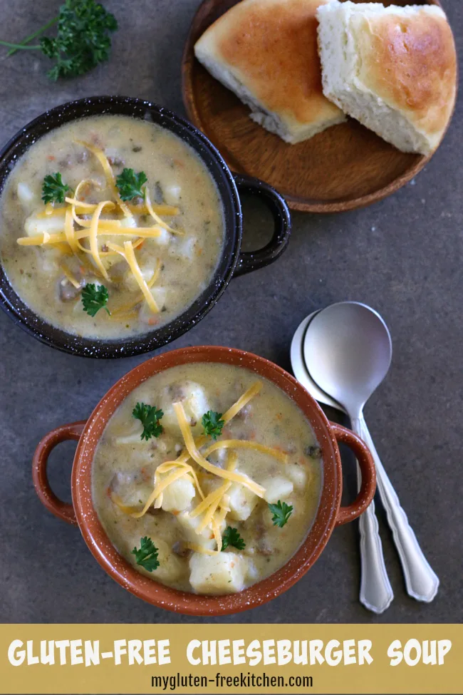 Gluten-free Cheeseburger Soup serves 12 at least