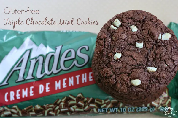 Gluten-free Triple Chocolate Mint Cookies with Andes baking chips