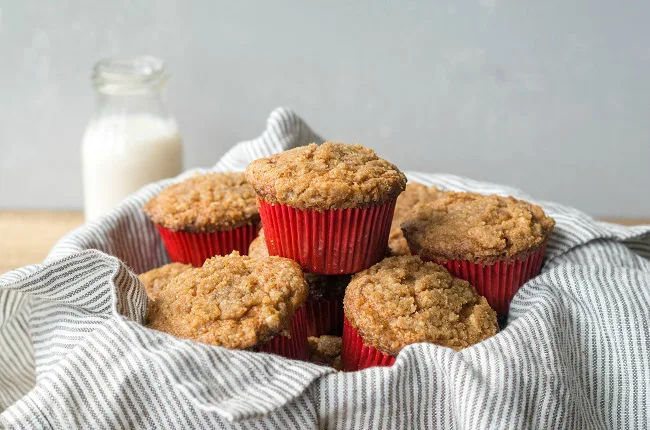 Gluten-free Apple Streusel Muffins in basket