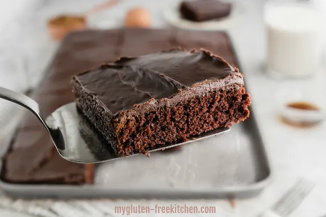 Gluten-free Chocolate Sheet Cake slice