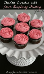 Gluten-free Chocolate Cupcakes with Fresh Raspberry Frosting
