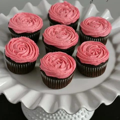 Gluten-free Chocolate Cupcakes with Fresh Raspberry Frosting