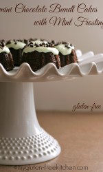 Gluten-free mini Chocolate Bundt Cakes with Mint Frosting - Enjoyable any time of year, but especially festive at St. Patrick's Day and Christmas!