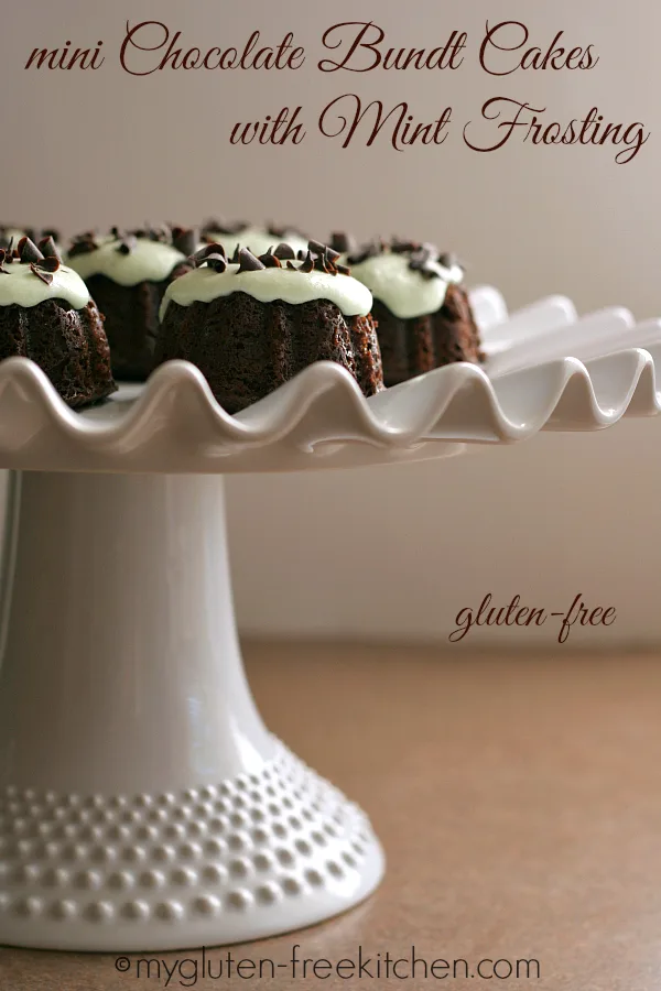 Mini Gluten-free Chocolate Bundt Cakes with Mint Frosting