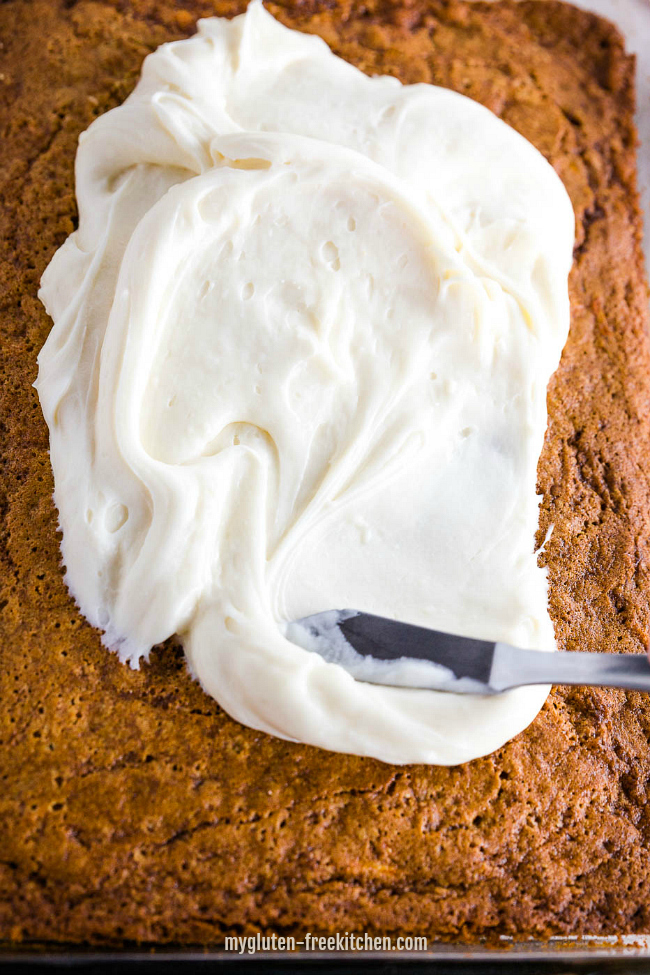 Cream Cheese Frosting on Gluten-free Carrot Cake