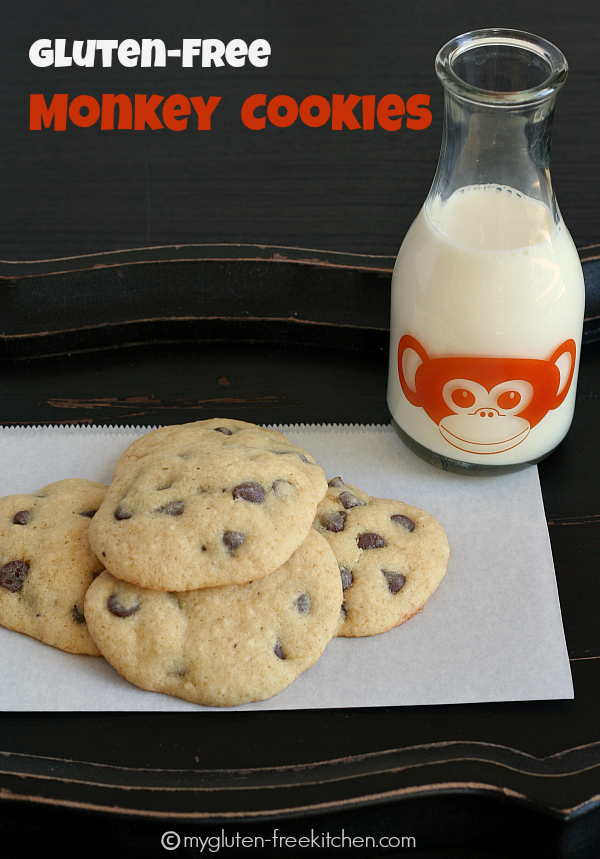 Gluten-free Monkey Cookies - aka Banana Chocolate Chip Cookies. Great recipe for when you have 1 overripe banana!