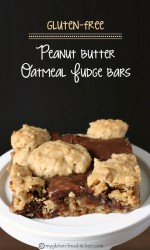 Gluten-free Peanut Butter Oatmeal Fudge Revel Bars- These are great for potlucks and parties!