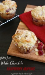 Gluten-free White Chocolate Raspberry Muffins - a yummy mid-morning treat!