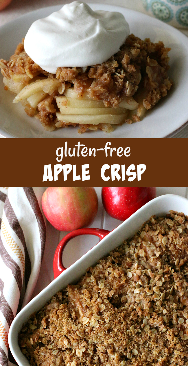 Favorite Gluten-free Apple Crisp Recipe. Easily made dairy-free if you prefer! 