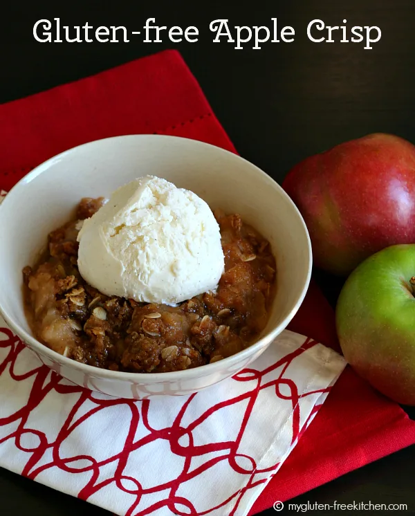 Family Favorite Gluten-free Apple Crisp with Vanilla Ice Cream