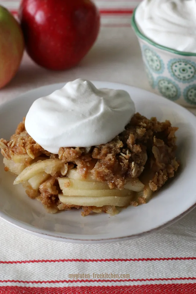 Gluten-free Apple Crisp with fresh whipped cream