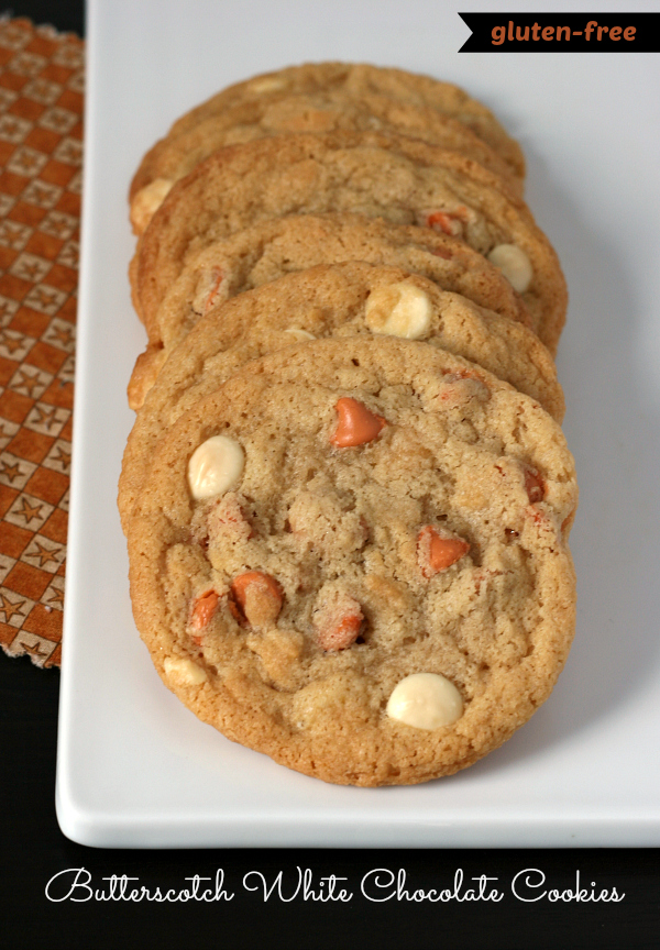 Gluten-free Butterscotch White Chocolate Chip Cookies - Love this flavor combo!