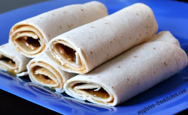 Gluten-free Peanut Butter Tortilla Roll-ups