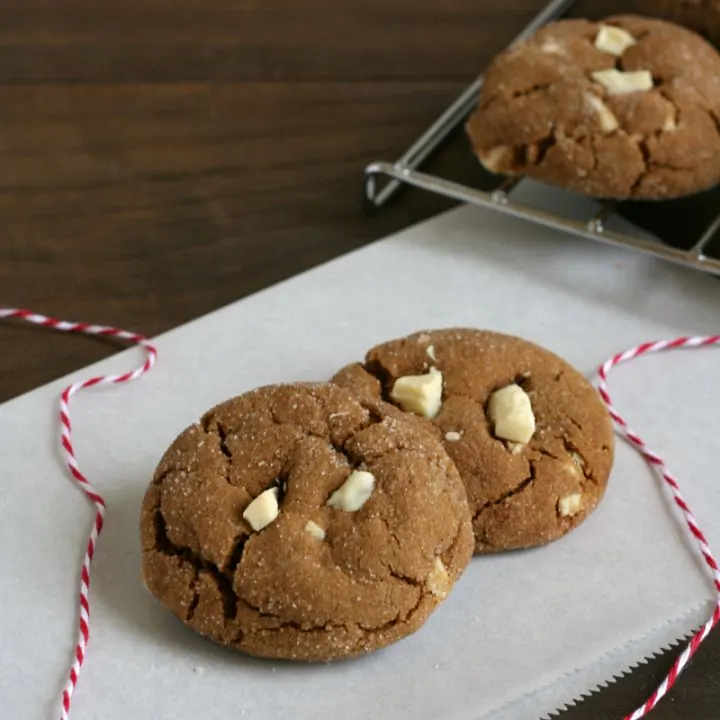 Gluten-free White Chocolate Chunk Gingerbread Cookies Recipe - Great for gift giving!