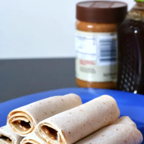 Peanut Butter Tortilla Roll Ups - 3 ingredient easy recipe