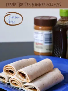 Gluten-free Peanut Butter and Honey Roll-ups - Great after school snack. The Udi's tortilla's don't crack when rolling!