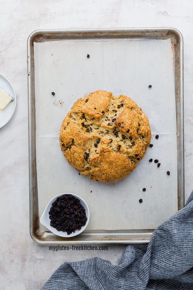 Gluten-free Irish Soda Bread on baking sheet