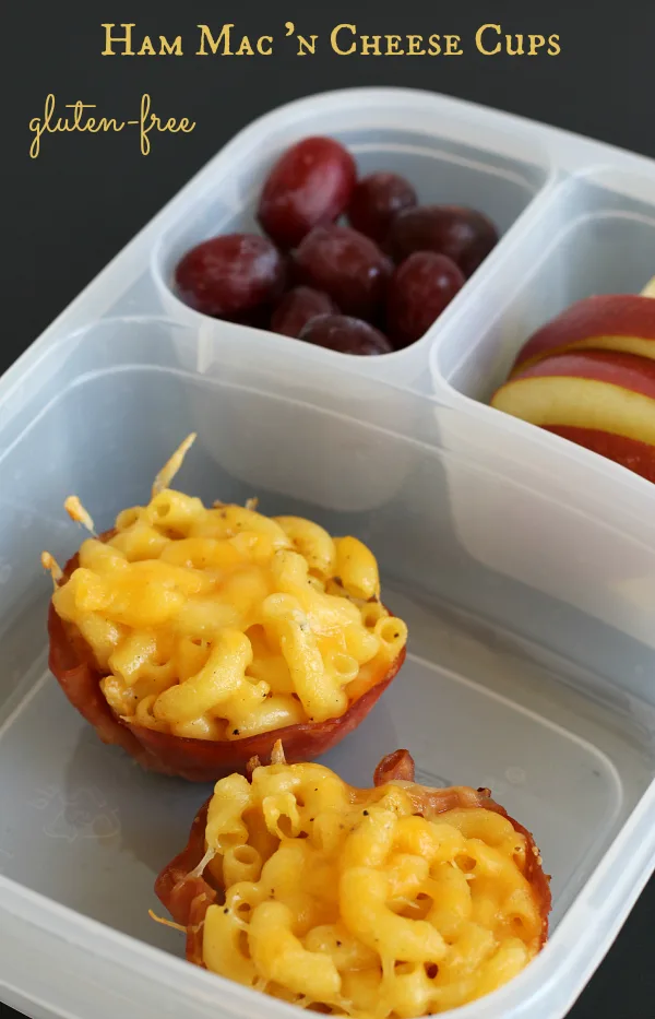 Ham Mac 'n Cheese Cups (Gluten-free) for kids' lunch!