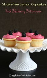 Gluten-free Lemon Cupcakes with Fresh Blackberry Buttercream