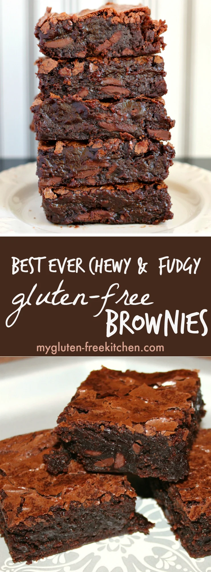 Best Ever Chewy & Fudgy Gluten-free Brownies Recipe. So easy to make too!