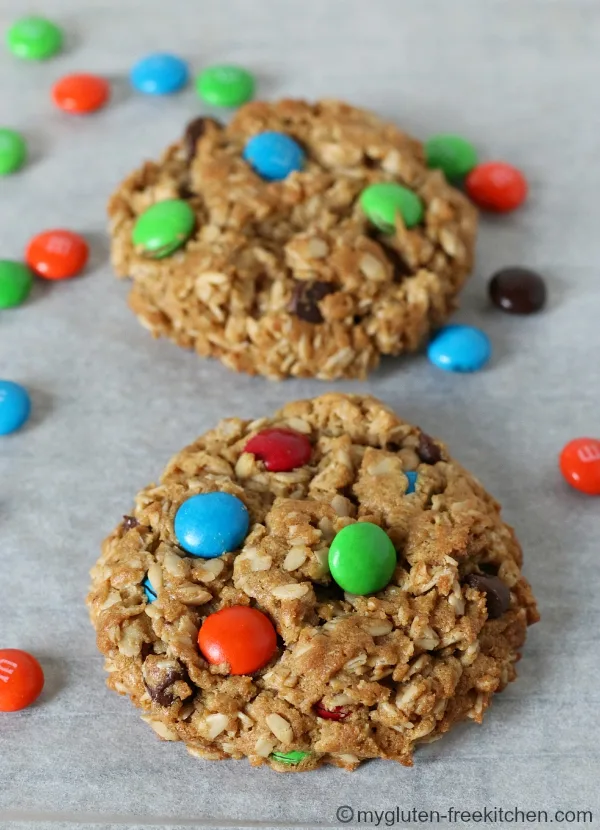 Family Favorite Gluten-free Monster Cookies - Peanut Butter Oatmeal M&M Cookies that kids and adults love!